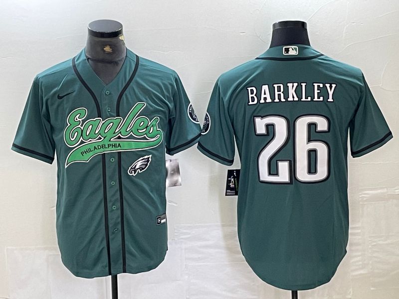 Men Philadelphia Eagles 26 Barkley Green 2024 Nike Co branded NFL Jersey style 10